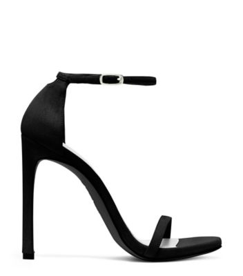 Stuart Weitzman,Nudist,Sandal,Suede,Black,Front View