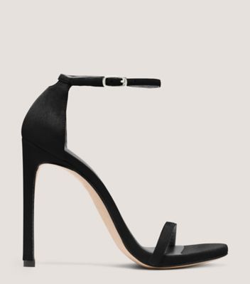 Stuart Weitzman,Nudist,Sandal,Suede,Black,Front View