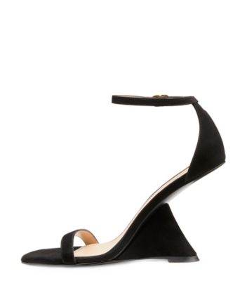 Stuart Weitzman,TALON SCULPTURAL NUDISTREBEL,Suède,Noir