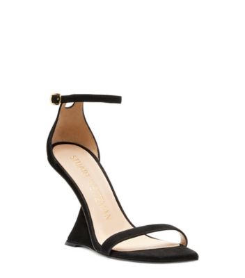 Stuart Weitzman,TALON SCULPTURAL NUDISTREBEL,Suède,Noir