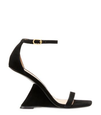 Stuart Weitzman,TALON SCULPTURAL NUDISTREBEL,Suède,Noir,Front View