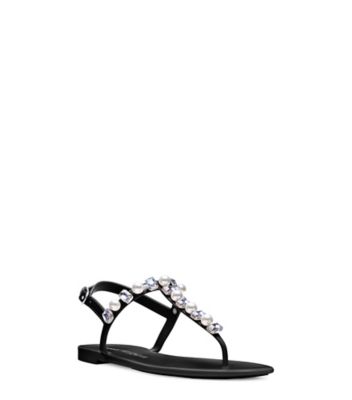 Stuart Weitzman,Goldie Crystal Jelly Sandal,Sandal,Shine rubber,Black,Side View