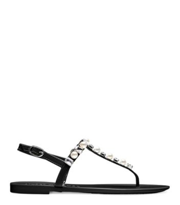 Stuart Weitzman,Goldie Crystal Jelly Sandal,Sandal,Shine rubber,Black,Front View