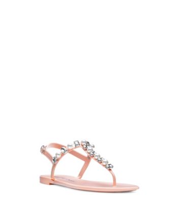 Stuart Weitzman,Sandale avec cristaux Jelly Goldie,Sandal,Caoutchouc brillant,Rose poudre laiteux