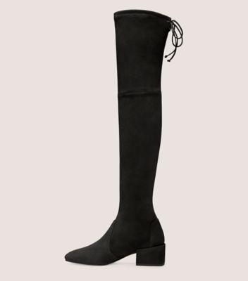 Stuart Weitzman,Botte au-dessus du genou Accordion,Boot,Suède extensible,Noir