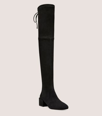 Stuart Weitzman,Botte au-dessus du genou Accordion,Boot,Suède extensible,Noir,Side View