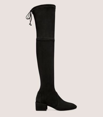 Stuart Weitzman,Accordion Over-The-Knee Boot,Boot,Stretch suede,Black,Front View