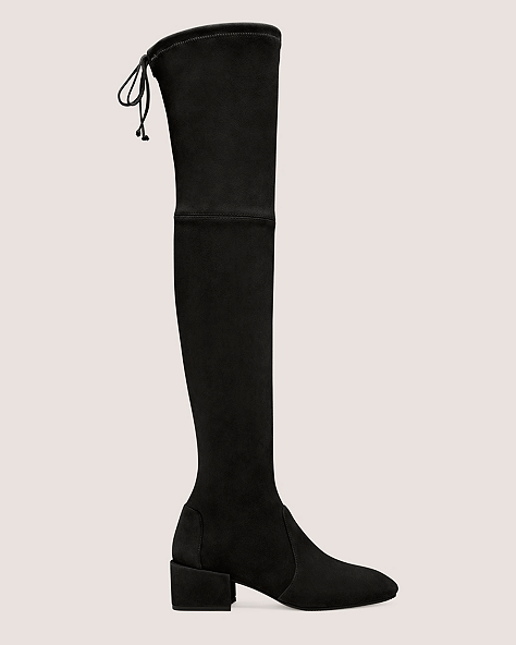 Stuart Weitzman,Accordion Over-The-Knee Boot,Boot,Stretch suede,Black,Front View