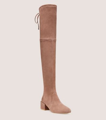 Stuart Weitzman,Botte au-dessus du genou Accordion,Boot,Suède extensible,Taupe,Side View