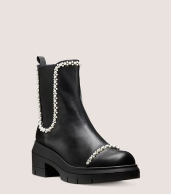 Stuart Weitzman,Bottine Norah Demipearl,Bootie,Cuir,Noir,Side View