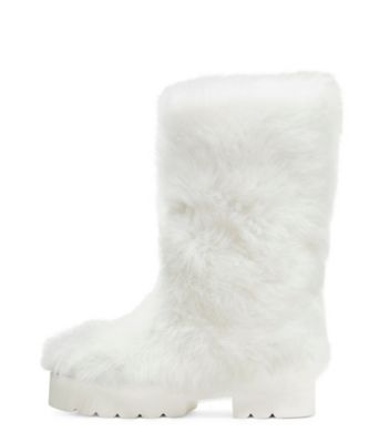 Stuart Weitzman,SUPERCHILL ULTRALIFT PLATFORM BOOTIE,Long hair shearling,Marble