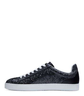 Stuart Weitzman,Espadrille Livvy Impact,Sneaker,Cuir et paillettes,Noir