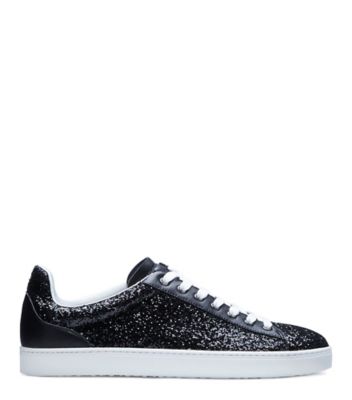 Stuart Weitzman,Espadrille Livvy Impact,Sneaker,Cuir et paillettes,Noir,Front View