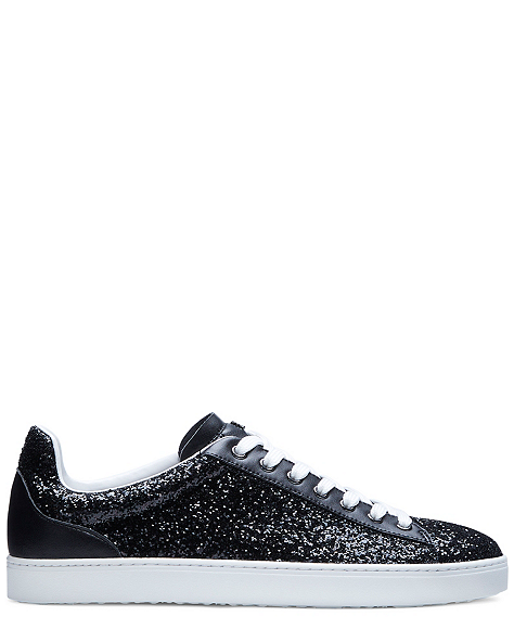 Stuart Weitzman,Sneaker,Leather & glitter,Black,Front View