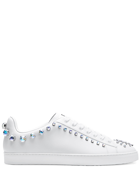 Stuart Weitzman,Sneaker,Leather,White,Front View