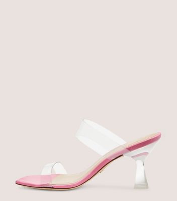 Stuart Weitzman,Kristal Clear,Sandal,PVC et cuir nappa verni,Transparent et rose indien