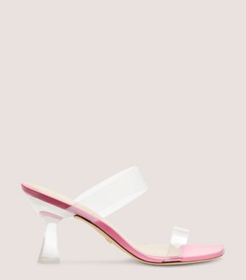 Stuart Weitzman,Kristal Clear,Sandal,PVC et cuir nappa verni,Transparent et rose indien,Front View