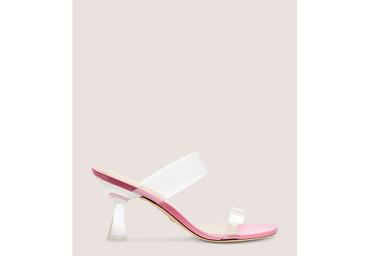 Stuart Weitzman,Kristal Clear,Sandal,PVC & lacquered nappa leather,Clear & India Pink,Front View