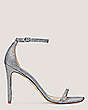 Stuart Weitzman,Nudistcurve 100 Strap Sandal,Sandal,New noir,Silver,Front View