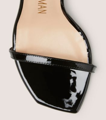 Stuart Weitzman,Nudistcurve 100 Sandal,Sandal,Patent leather,Black,top down View