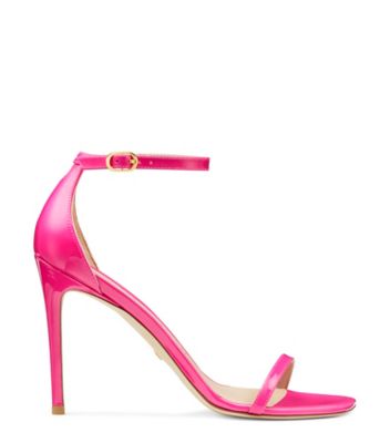 Stuart Weitzman,Nudistcurve 100 Sandal,Sandal,Patent leather,Magenta,Front View