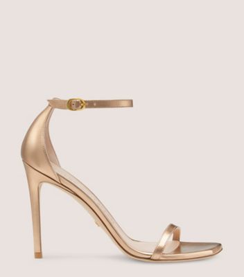 Unique Snake Embellished Clear Strap High Heel Sandals - Gold