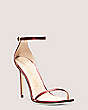 Stuart Weitzman,Nudistcurve 100 Strap Sandal,Sandal,Liquid Metallic Leather,Chile Red,Side View