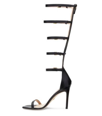 Stuart Weitzman,Sandale gladiateur Nudistcurve 100,Sandal,Cuir,Noir