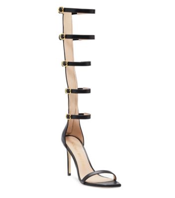 Stuart Weitzman,Nudistcurve Gladiator 100 Sandal,Sandal,Leather,Black,Side View