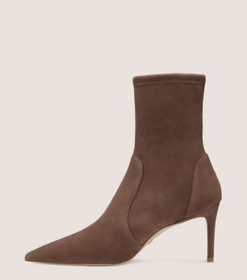 Stuart Weitzman,STUART 75 STRETCH BOOTIE,Bootie,Stretch suede,Taupe