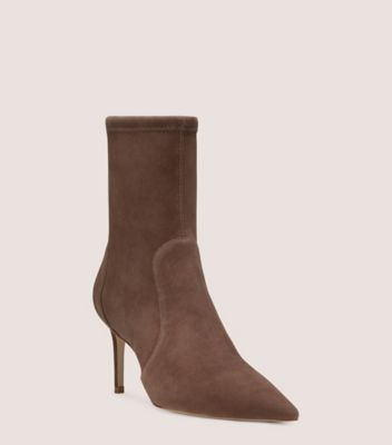 Stuart Weitzman,STUART 75 STRETCH BOOTIE,Bootie,Stretch suede,Taupe