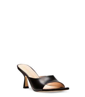 Stuart Weitzman,TIA 75 SLIDE SANDAL,Slide,Leather,Black,Side View