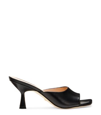 Stuart Weitzman,Sandale Claquette Tia 75,Slide,Cuir,Noir,Front View