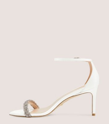 Stuart Weitzman,Sandale Nudistcurve Highshine 75,Sandal,Cuir nappa verni,Blanc