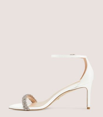 Stuart Weitzman,Nudistcurve 75 Highshine Sandal,Sandal,Lacquered Nappa Leather,White