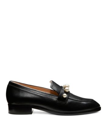 Stuart Weitzman,Loafer,Leather,Black,Front View
