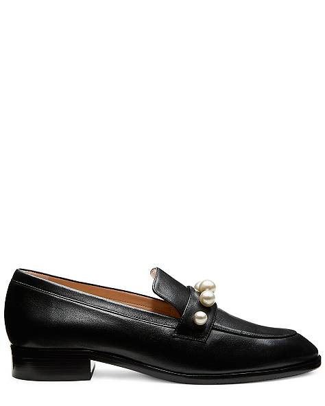 Stuart Weitzman,Loafer,Leather,Black,Front View