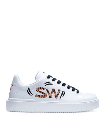 Stuart Weitzman,Espadrille Lunar Tiger,Sneaker,Cuir,Blanc multi