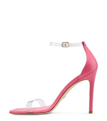 Stuart Weitzman,Nudistcurve 100 Strap Sandal,Sandal,PVC & leather,India Pink/Clear