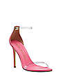 Stuart Weitzman,Nudistcurve 100 Strap Sandal,Sandal,PVC & leather,India Pink/Clear,Side View