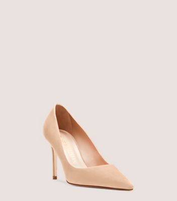 Stuart Weitzman,STUART 85 PUMP,Pump,Suede,Adobe Beige,Side View