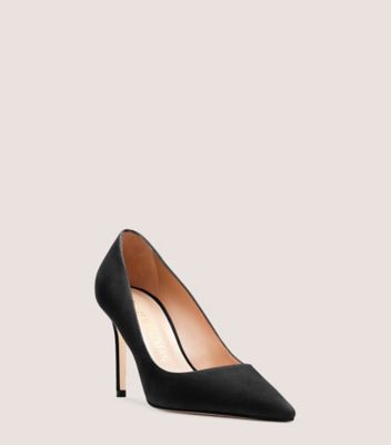 Stuart Weitzman,STUART 85 PUMP,Leather,Suede,Pumps,Traction,Cocktail,Black,Side View