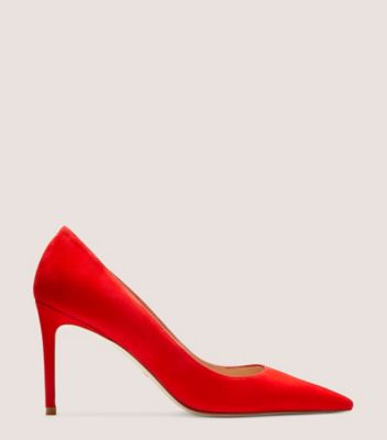 Stuart Weitzman,STUART 85 PUMP,Pump,Suede,Coral,Front View