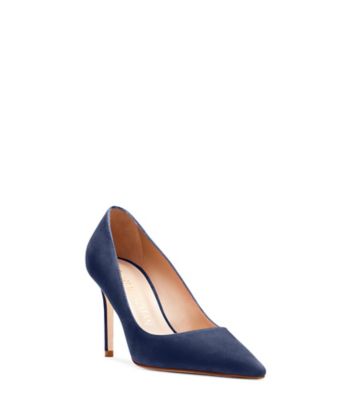 Stuart Weitzman,ESCARPIN STUART 85,Pump,Suède,Bleu marine,Side View