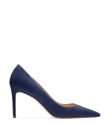 Stuart Weitzman,ESCARPIN STUART 85,Pump,Suède,Bleu marine,Front View