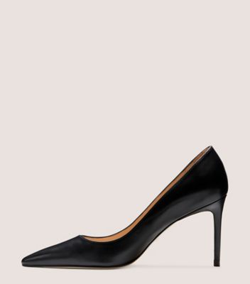 Stuart Weitzman,STUART 85 PUMP,Leather,Pumps,Cocktail,Black