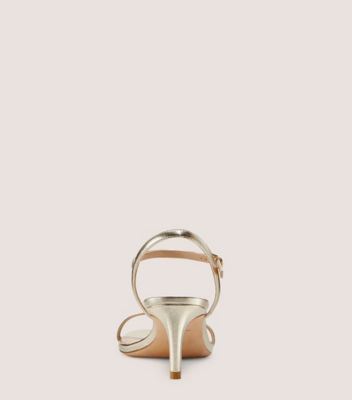 Stuart Weitzman,Sandale Dancer 60,Sandal,Cuir métallique,Or platino,Back View