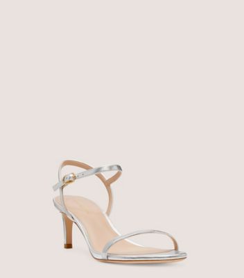 Stuart Weitzman,Dancer 60 Sandal,Sandal,Metallic leather,Silver,Side View