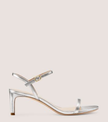 Stuart Weitzman,DANCER 60 SANDAL,Leather,Rubber,Sandals,Cocktail,Metallic,Silver