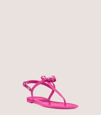 Stuart Weitzman,Pearlstud Bow Jelly,Sandal,Shine rubber,Peonia Hot Pink,Side View